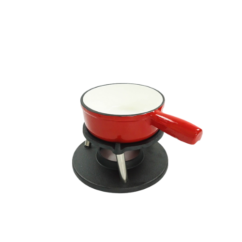 赤ホーロー鋳鉄チーズフォンデュ鍋セット
