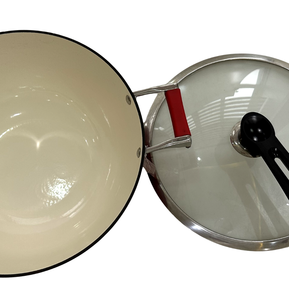 耐久性のあるループハンドル付き15インチ鋳鉄フライパン中華鍋