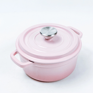 オーブン用ピンクエナメルコーティング丸型鋳鉄キャセロール
