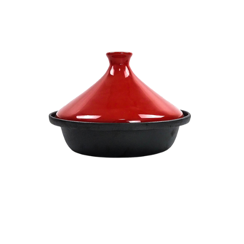 ふた付き赤エナメル鋳鉄タジン調理鍋